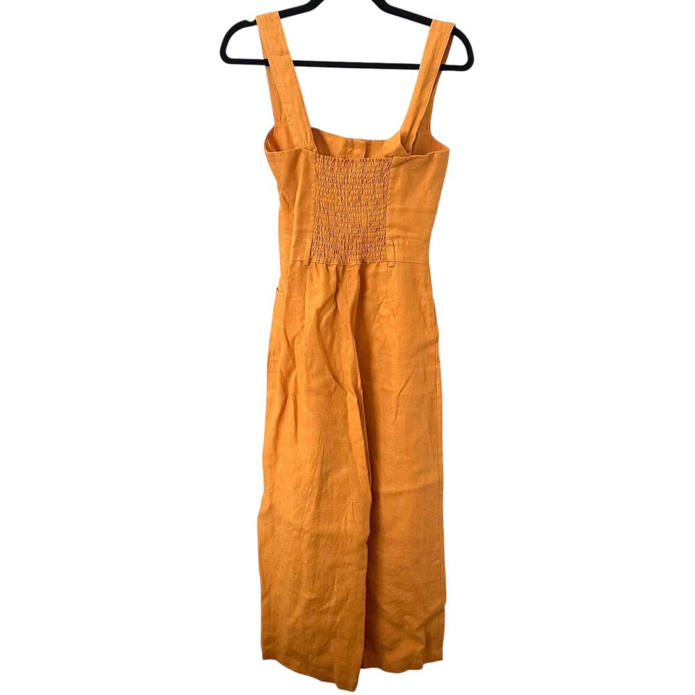 REFORMATION Wide Leg‎ Linen Jumpsuit Mustard Yellow Sz 0 - Picture 3 of 6